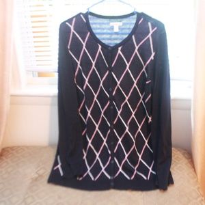 Croft & Barrow Cardigan (Pink & White Stripes)